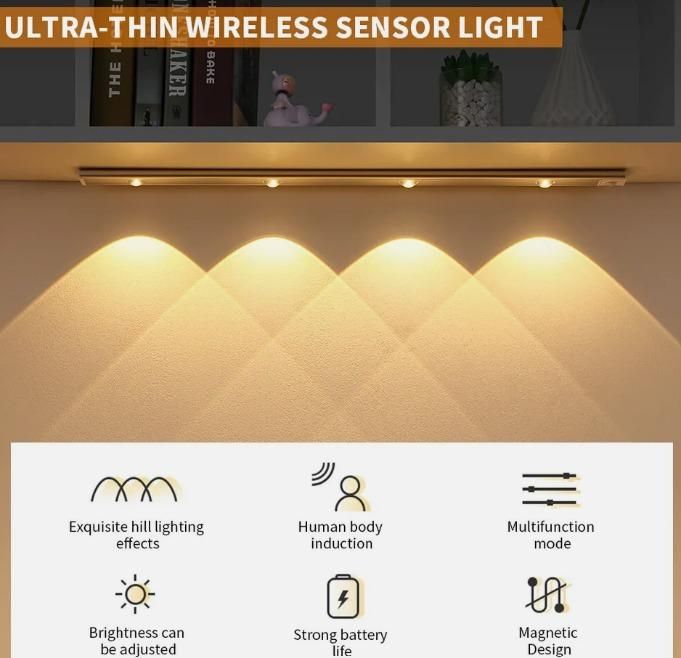 LED PIR Motion Sensor Cabinet  With USB Rechargeble 1tdhsw-7c