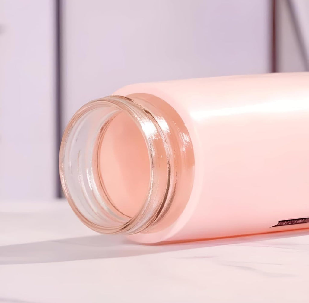 Nice Premium 400ml Silicon Protected Leak Proof Vacuum Flask, Glass Water Bottle for School/College, Easy to Carry (Any Color) (BPA Free) ONE3 Novelty