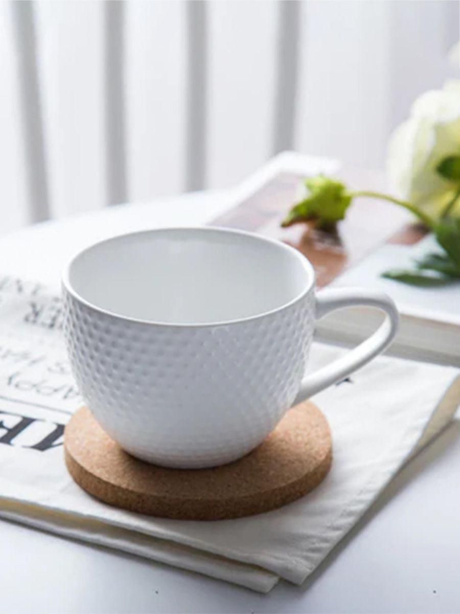 4- CERAMIC CUP & 4-WOODEN COASTED TEA SET PREMIUM QUALITY IN A GIFT BOX 🎁 PACKING ONE3 Novelty